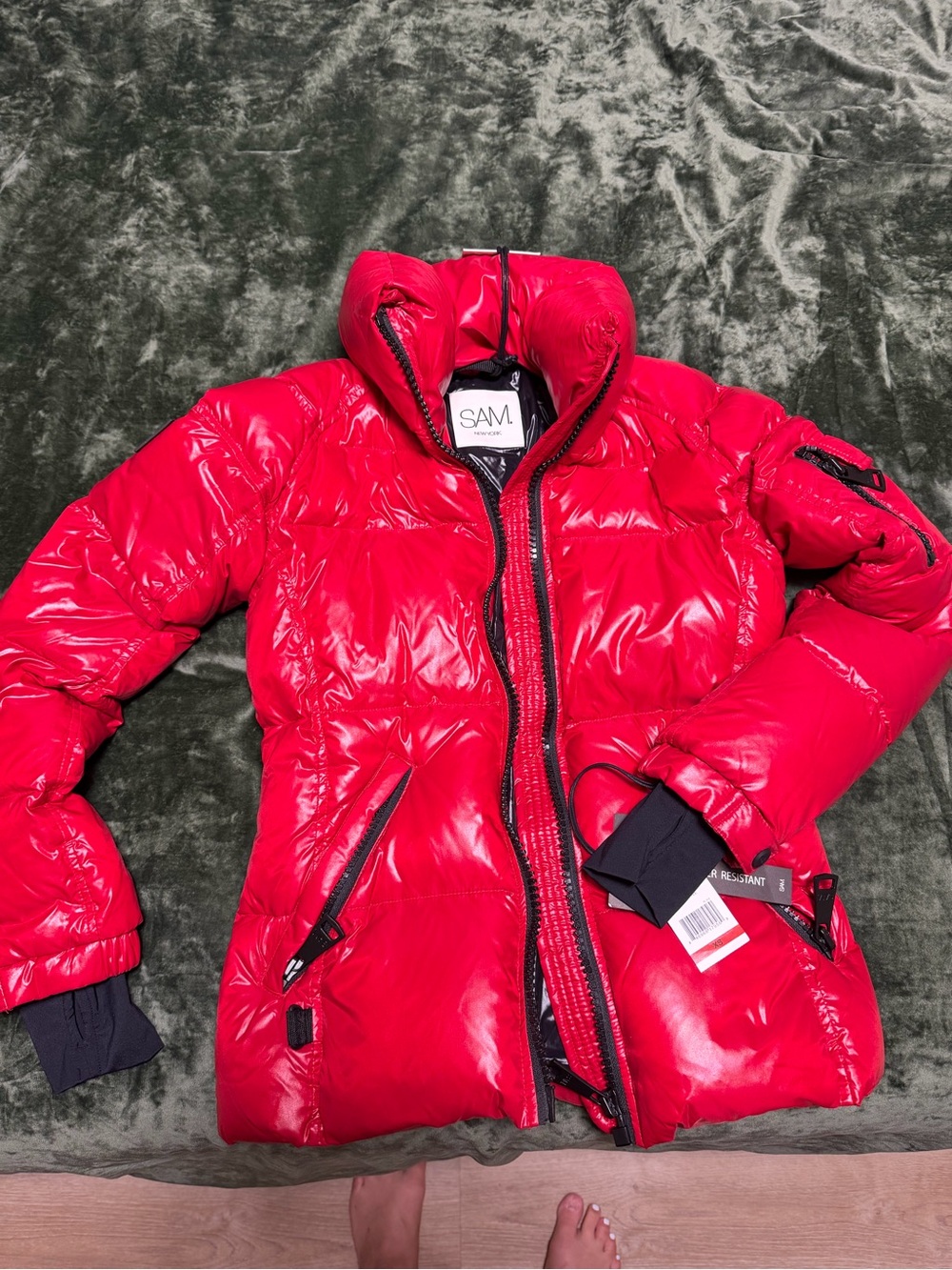 SAM. Shiny Red Quilted Puffer Jacket Brand New with tags never worn